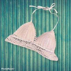 Pink Crochet Bikini Top